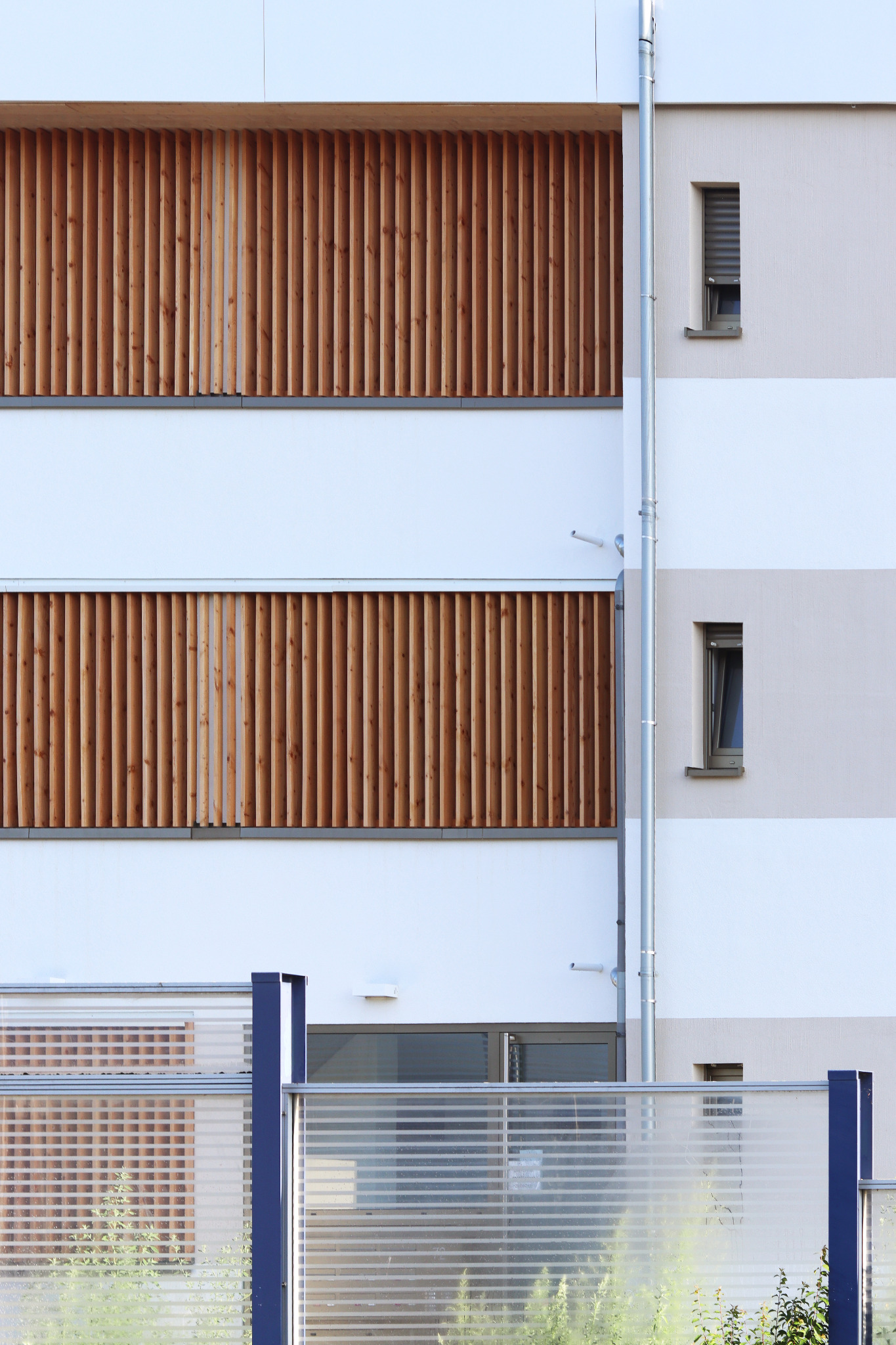 RIED72 Fassadendetail mit Holzlamellen