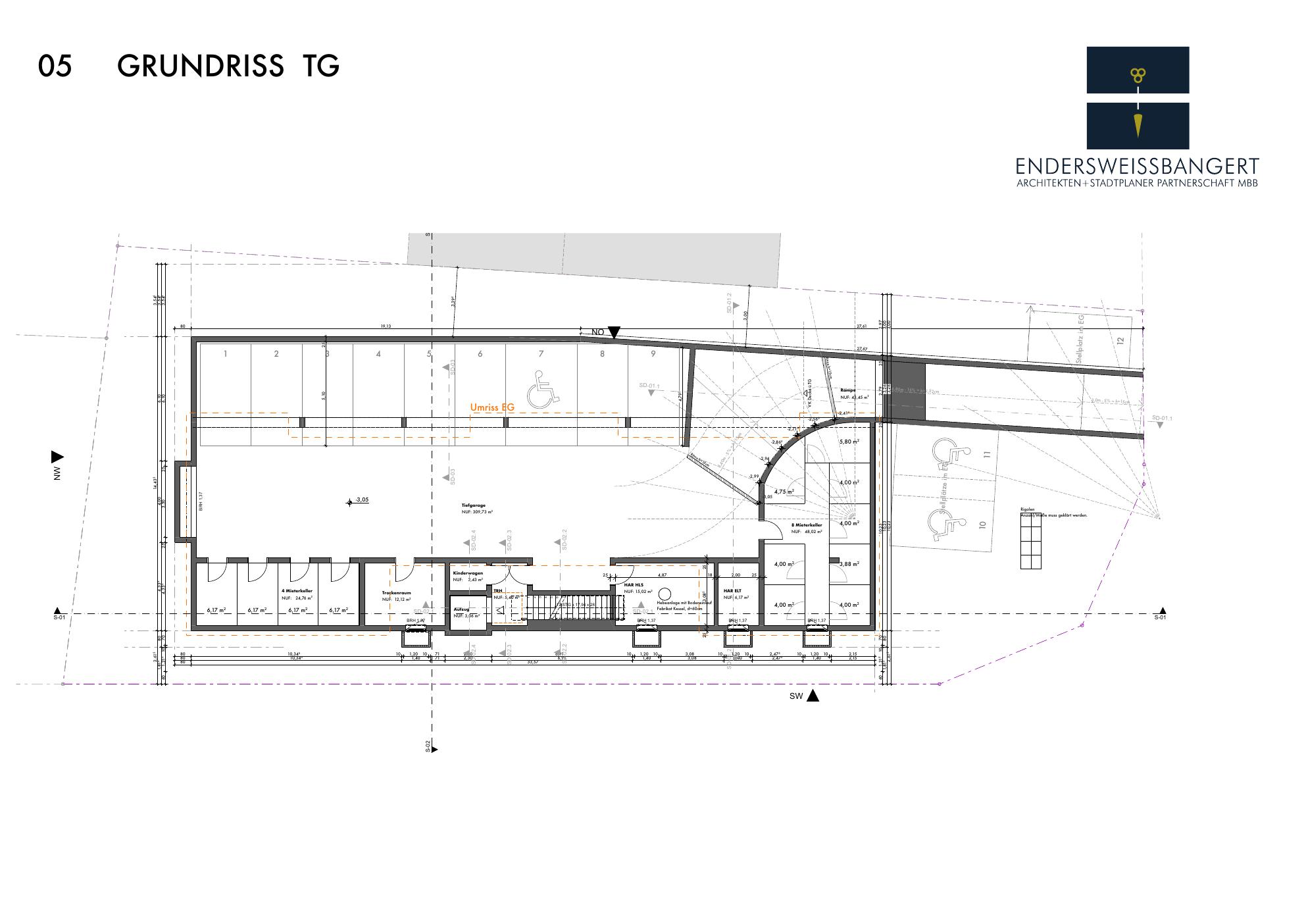 Grundriss Tiefgarage RIED72